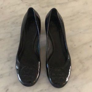 Black patten Tory Burch heels, size 8 1/2